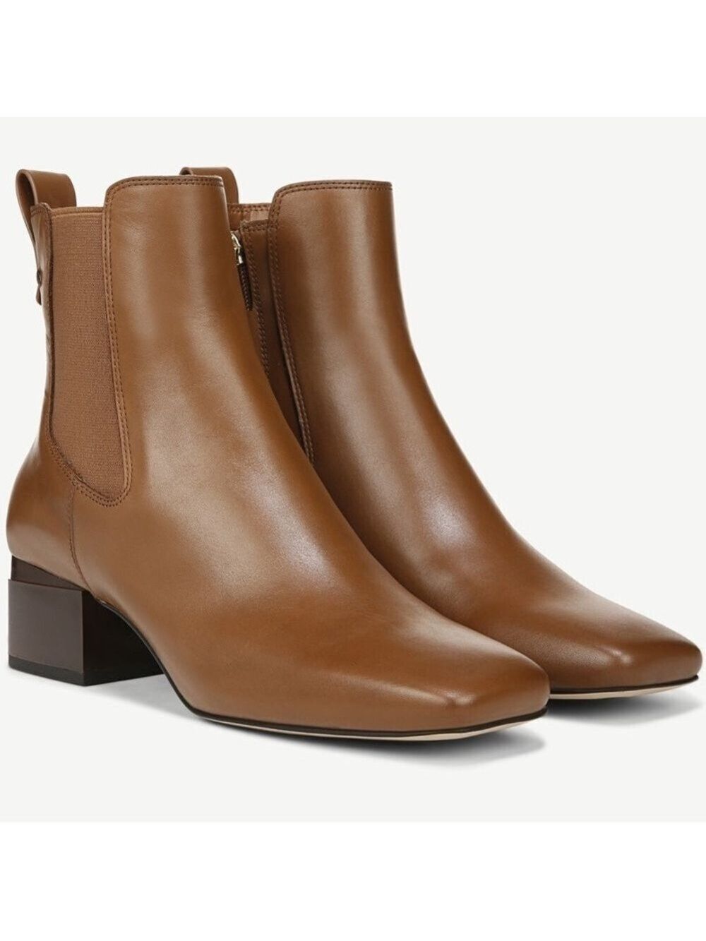 Franco Sarto Waxton Block Heel Square Toe Soft Leather Ankle Boot Bootie